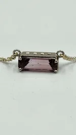 Pink diaspore pendant,  set in 925 silver - Image 3