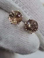 6mm Oregon Sunstone studs in sterling silver - Image 7