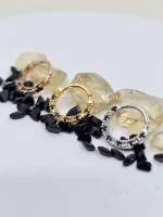 "Parvati" 14k Septum or daith clicker with Oregon Sunstone and black spinel - Image 2