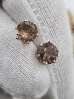 6mm Oregon Sunstone studs in sterling silver - Image 2
