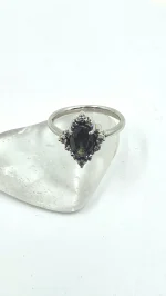 2.6ct Yellow & Blue Parti Sapphire Ring in 14K White Gold with Natural Diamond Halo – Cathedral Setting, Size 7 - Image 3