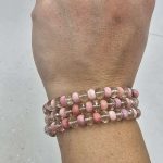 3 coil Oregon Pink Opal and Sunstone memory wire bracelet