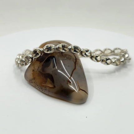 Tennis bracelet - Sterling silver and Champagne Oregon Sunstone