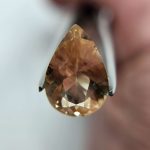 3.3ct Peachy Pink Oregon Sunstone Pear Cut with Sparkling Schiller – 13x9mm
