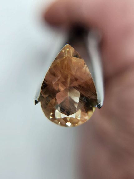 3.3ct Peachy Pink Oregon Sunstone Pear Cut with Sparkling Schiller – 13x9mm