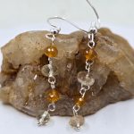 Oregon Sunstone and Oregon Fire Opal beaded earrings.