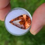 16.5ct Barion Pear Cut Oregon Sunstone – Golden Orange with Green Edge and Schiller | 22.2x14.7x10.7mm