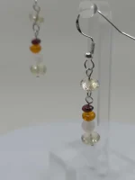 Handmade Oregon Sunstone, Oregon Fire Opal, moonstone and garnet beaded earrings - Image 11