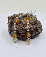 Oregon Sunstone and Oregon Fire Opal beaded earrings. - Image 3