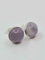 8mm Holley Blue Agate Cabochon stud earrings in 925 sterling - Image 3