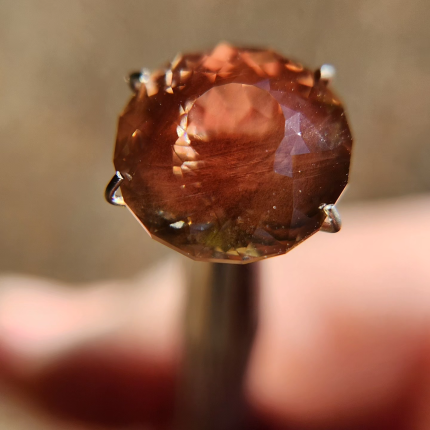 Portuguese cut bi-color 6.7ct Oregon Sunstone