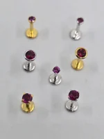 Rhodolite garnet flatback labret - Image 5