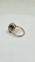 Oregon Sunstone and moissanite ring set in 14k Rose Gold - Image 5