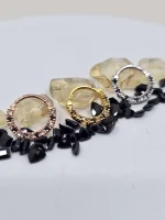 "Parvati" 14k Septum or daith clicker with Oregon Sunstone and black spinel - Image 3