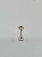 14k Gold Flat Back Labret with Oregon Sunstone – Bezel or Prong, 16g Internally Threaded - Image 4