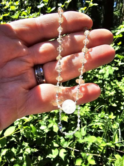 Stunning hand knotted Oregon Sunstone and moonstone necklace