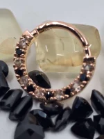 "Parvati" 14k Septum or daith clicker with Oregon Sunstone and black spinel - Image 4