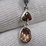 Red Oregon Sunstone dangling pendant in sterling silver