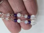Beaded moonstone, amythist, and opal earrings