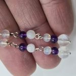 Beaded moonstone, amythist, and opal earrings