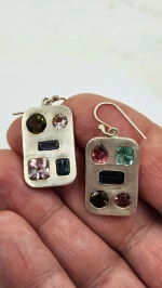 Tourmaline "paint palate" earrings in sterling silver - Image 3