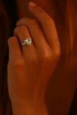 3ct Oregon Sunstone Trillion Cut Ring in Sterling Silver with White Rhodium – Bicolor Green Gold Gemstone, Size 6