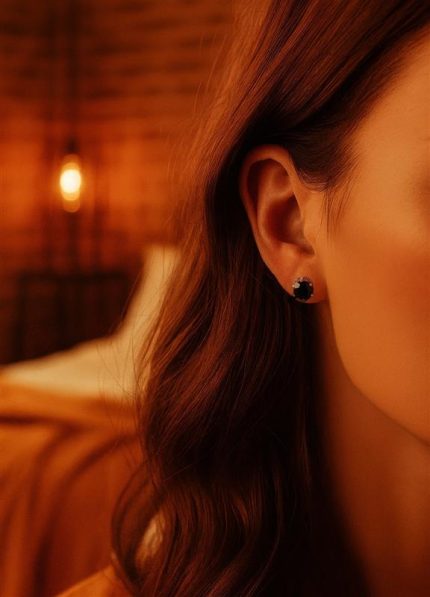 10mm Black Spinel studs in white gold