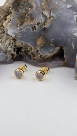 Holley Blue Agate Stud Earrings – 5mm Bezel Set – Sterling Silver or Gold Vermeil - Image 5
