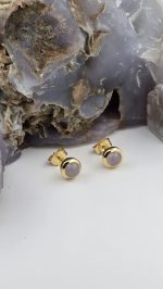 Holley Blue Agate Stud Earrings – 5mm Bezel Set – Sterling Silver or Gold Vermeil - Image 13