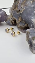 Holley Blue Agate Stud Earrings – 5mm Bezel Set – Sterling Silver or Gold Vermeil - Image 4