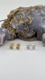 Holley Blue Agate Stud Earrings – 5mm Bezel Set – Sterling Silver or Gold Vermeil - Image 12