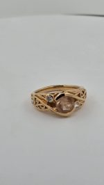 Oregon Sunstone Ring in Rose Gold Vermeil Over 925 Sterling Silver (7mm Sunstone + CZ Accents) – Size 7 - Image 3