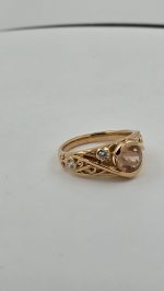 Oregon Sunstone Ring in Rose Gold Vermeil Over 925 Sterling Silver (7mm Sunstone + CZ Accents) – Size 7 - Image 5