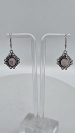 Holley Blue Agate Cabochon Earrings in Sterling Silver – Leverback Dangle Earrings - Image 3