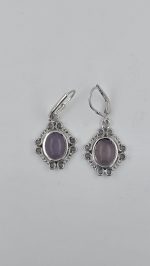 Holley Blue Agate Cabochon Earrings in Sterling Silver – Leverback Dangle Earrings - Image 2