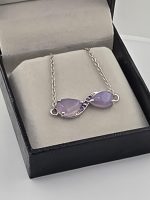 Holley Blue Agate Infinity Pendant with Amethyst Accents in Sterling Silver with Adjustable Chain - Image 2