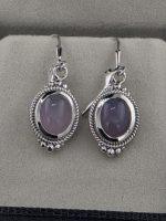 Holley Blue Agate Sterling Silver Leverback Earrings – Lavender Purple Oregon Agate Dangle Earrings