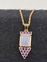Holley Blue Agate and Amethyst Gold Vermeil Pendant – One of a Kind - Image 4