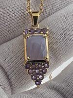 Holley Blue Agate and Amethyst Gold Vermeil Pendant – One of a Kind