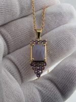 Holley Blue Agate and Amethyst Gold Vermeil Pendant – One of a Kind - Image 2