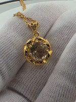 Champagne Oregon Sunstone Laurel Wreath Pendant in Yellow Gold Vermeil - Image 3