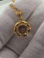 Champagne Oregon Sunstone Laurel Wreath Pendant in Yellow Gold Vermeil - Image 2